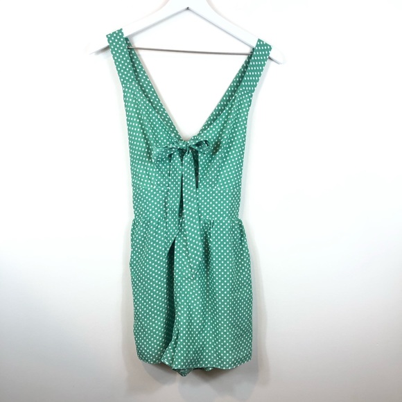 Urban Outfitters - Pins and Needles Green Polka Dot Romper - Picture 3 of 8
